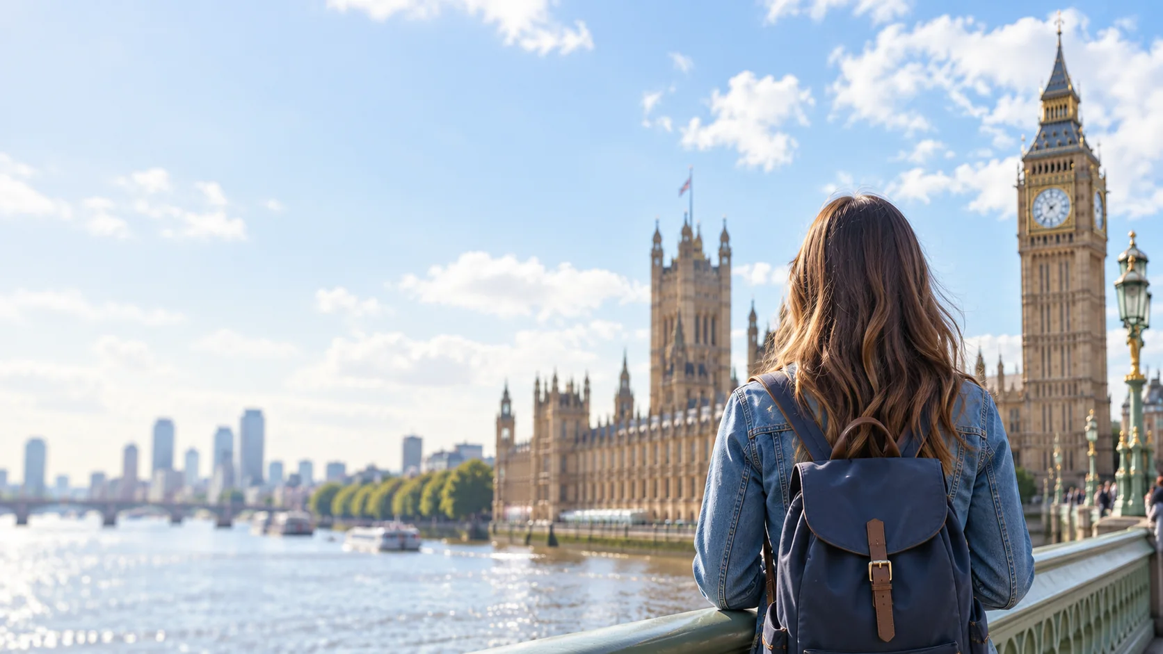 Londra'da eğitim hedefiyle Westminster yakınında duran öğrenci